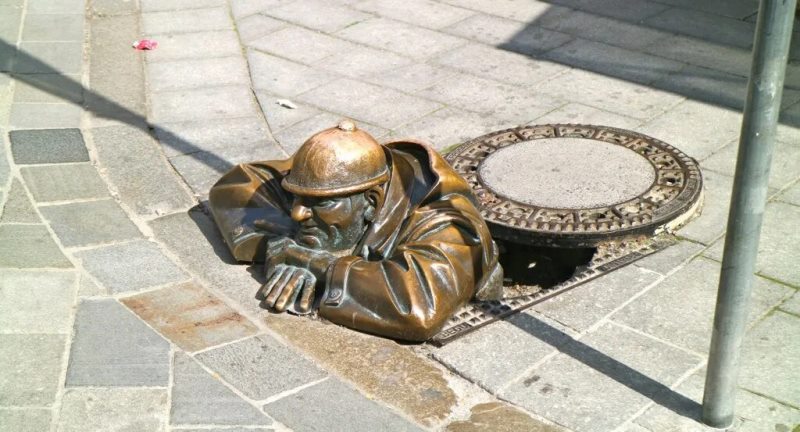 Sights of Bratislava - Monument to the plumber Chumil